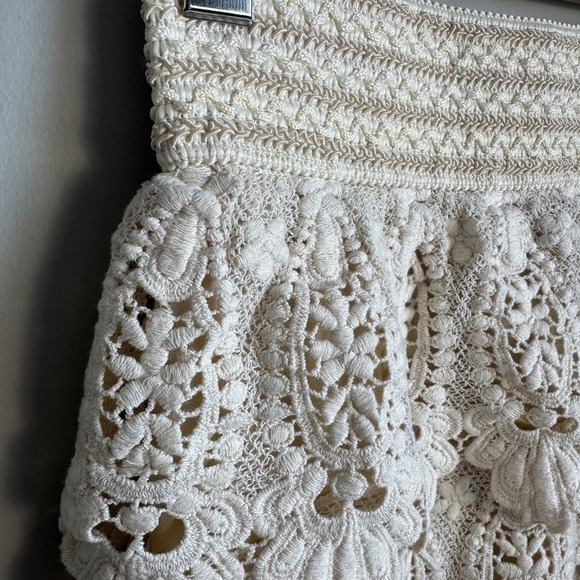 Swoon Women's Crochet Lace Tiered Mini Skirt Cream Boho Festival NEW Y2K Chic - Picture 2 of 10